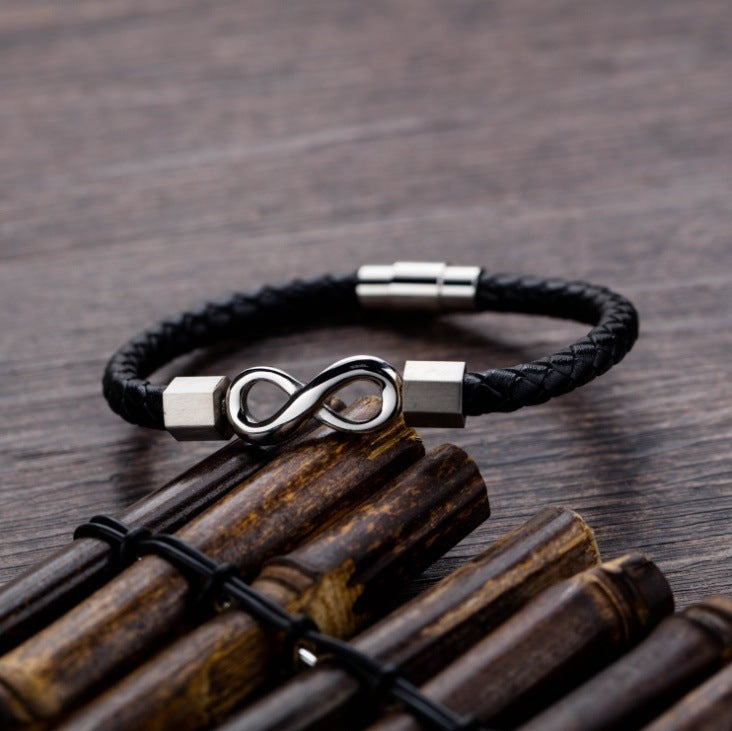 Infinite Love Engraved Leather Bracelet