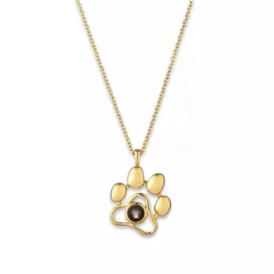 Custom Dog Paw Projection Photos Necklace