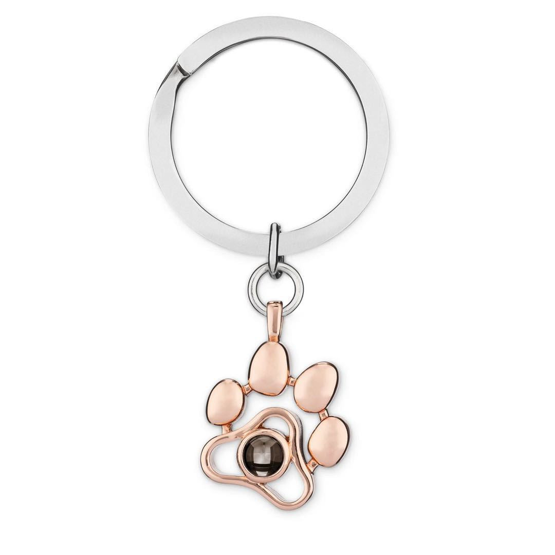 Custom Dog Paw Projection Photos Keychain